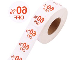 1000 Stuks Stickers met 60% Korting, Ronde Promotionele Labels voor Verkoopacties (Diameter 25mm)