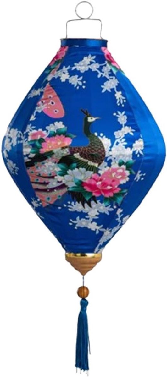 Zijden Lantaarn - Oosterse Hanglamp - Feestelijke Decoratie - Pauwprint Ontwerp - N.v.t. -