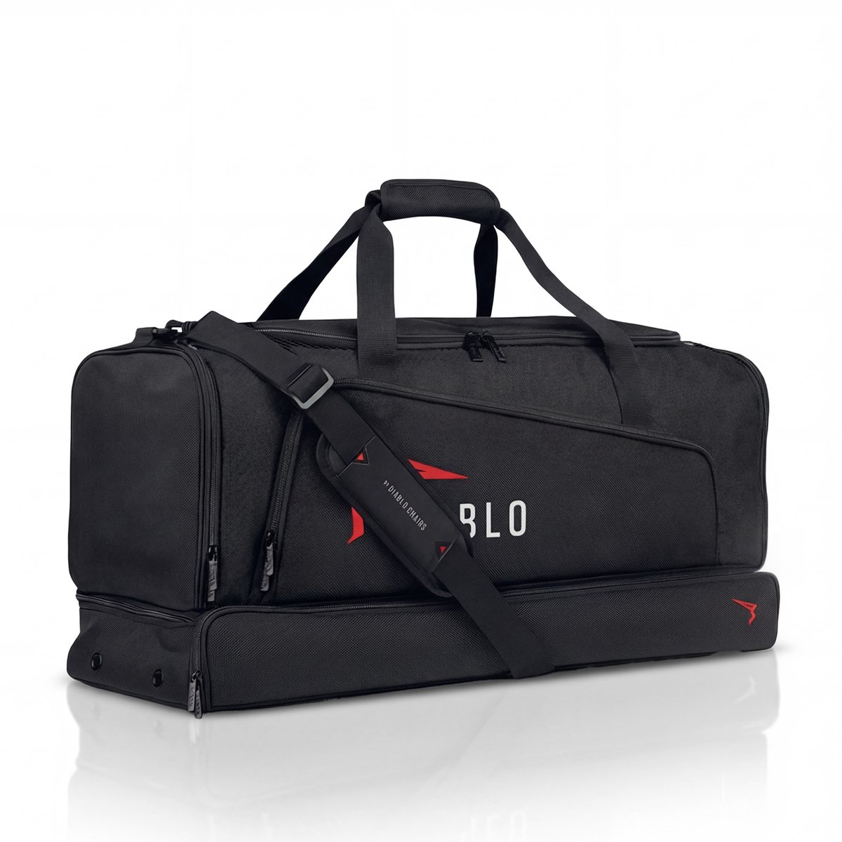 DIABLO CHAIRS - Sporttas 68L - Trainingstas met Verstelbare bandjes - Schoenvak - Reistas - Zwart