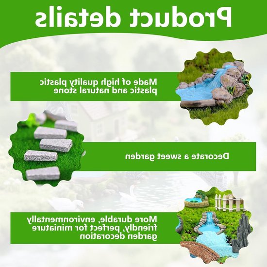 Miniatuur Tuinaccessoires Set met 26 Stuks, Tuinfiguren en Decoraties voor DIY Mini Tuinen, Patios en Binnenversiering, Natuurlijke Kleuren en Schattige Beelden van Merkloos — afbeelding 4