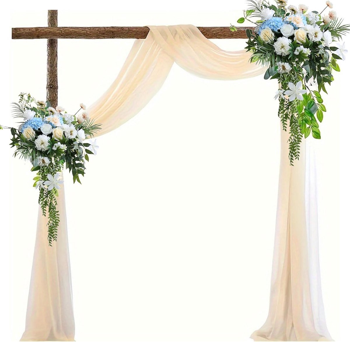 Elegante Gelaagde Trouwgordijn 160 x 600 cm voor Bruiloften, Feesten en Ceremonies in Champagnekleur