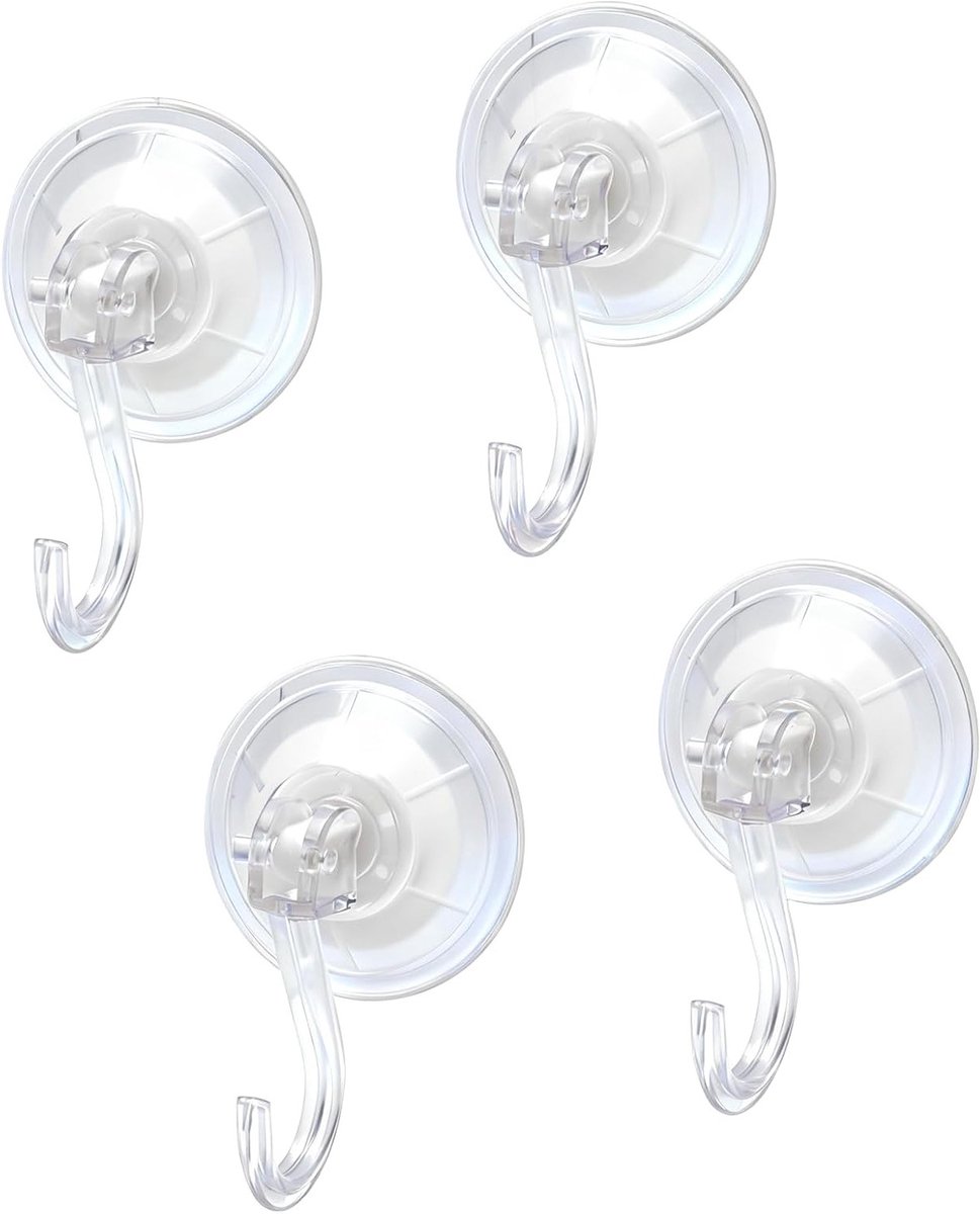 Set van 4 Zuignap Haken, Extra Sterk en Herbruikbaar voor Glad Glas, Keuken en Badkamer, Tot 5 kg Belastbaar