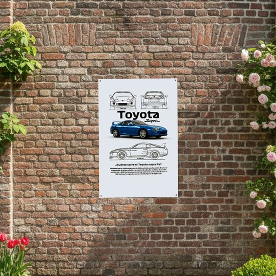 Toyota Supra RZ Technische Infographic - Tuinposter - 60x90 cm - Buitenposter - Schuttingdoek - Tuinschilderij voor Buiten - Supra RZ