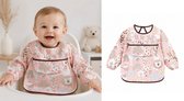 Slabbetje met Lange Mouwen & Opvangbak – Waterproof Kliederschort Baby & Peuter – Jungle Dieren Roze