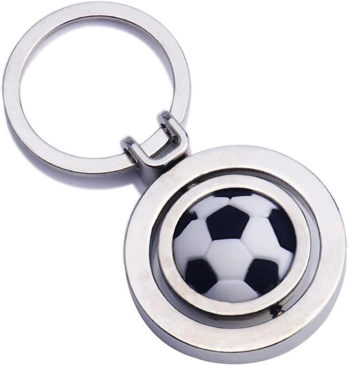 Rotatie Sleutelhanger Voetbal - Mode Sleutelhanger voor Sportliefhebbers, Zilver, Eén Maat, Perfect Cadeau voor Voetbalfans