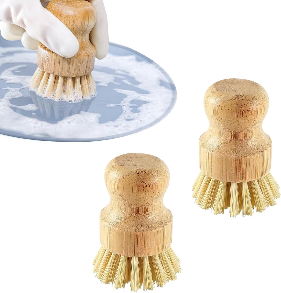 Mushroom en Groente Borstel Set van 2, Houten Afwasborstel voor Keuken en Huishoudelijke Schoonmaak, Eco-vriendelijk en Duurzaam