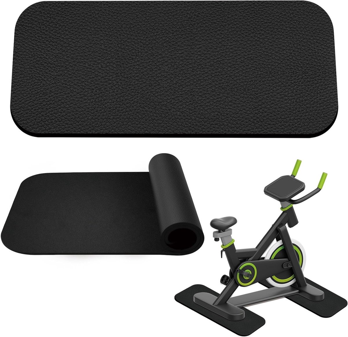 Vloerbeschermingsmatten voor fitnessapparaten - 2 stuks, 28 x 70 cm, stootvast, geluidsisolatie, 6 mm dik, ideaal voor thuis en gym, bescherming voor vloeren en apparatuur