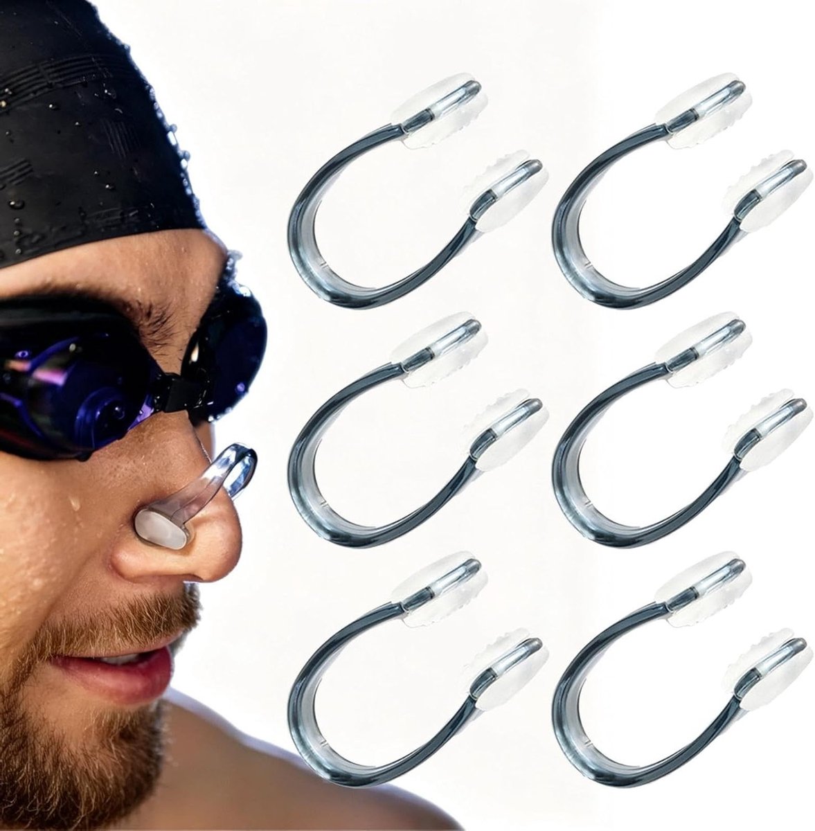 Zwem Neusclips Set - 6-delige waterdichte antislip siliconen neuspluggen voor kinderen en volwassenen, ideaal voor surfen, duiken en zwembadtraining met comfortabele verstelbaarheid en gebruiksgemak