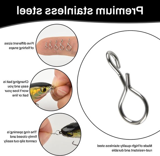 Pack van 200 Rvs Quick Release Vlieg Haak Snaps voor Forel, Snoek en Baars Vissen - Maten XS tot XL van Merkloos — afbeelding 4