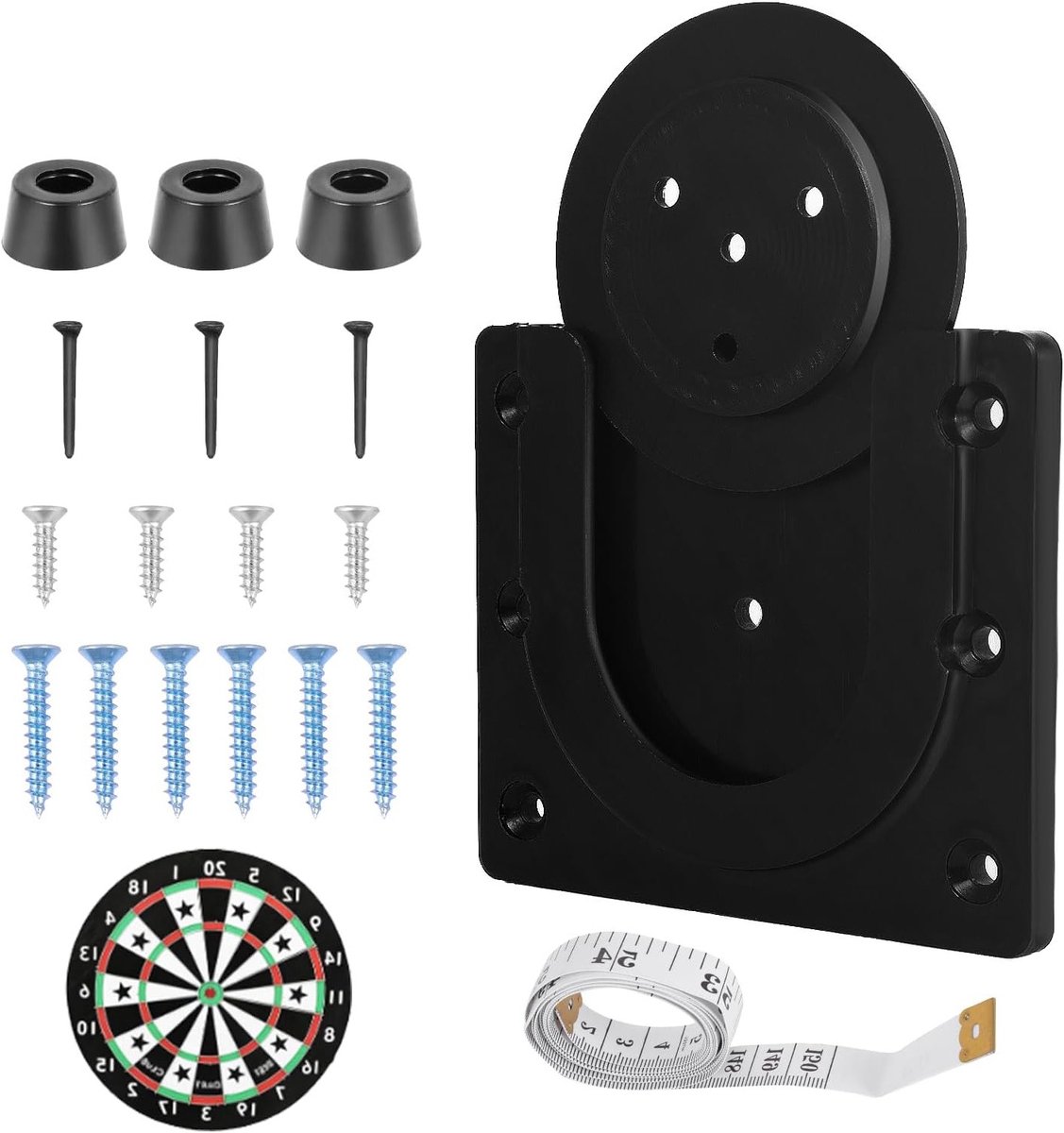 Dartbord Houder van Herbruikbaar Plastic, Universele Wandmontage met Schroeven en Band, Accessoires Set voor Houten Dartborden en Wandbevestiging