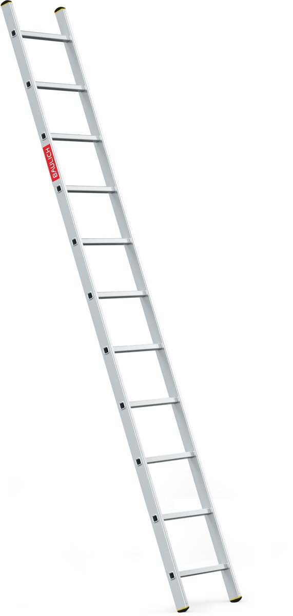 Baulich Aanleunladder aluminium - 11 treden, enkelzijdig, stabiele constructie, werkhoogte 298 cm, draagvermogen 150 kg, lichtgewicht 4,5 kg, ideaal voor renovatie en montage