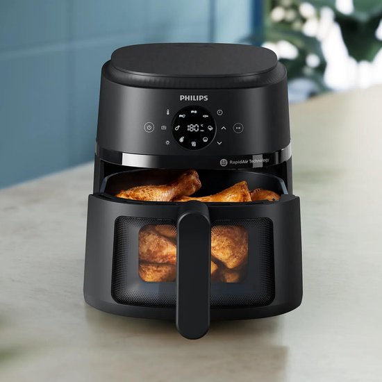 Philips 2000 Series Airfryer - NA220/00 - Kijkvenster - RapidAir - 4.2L - Tot 4 Personen - Zwart