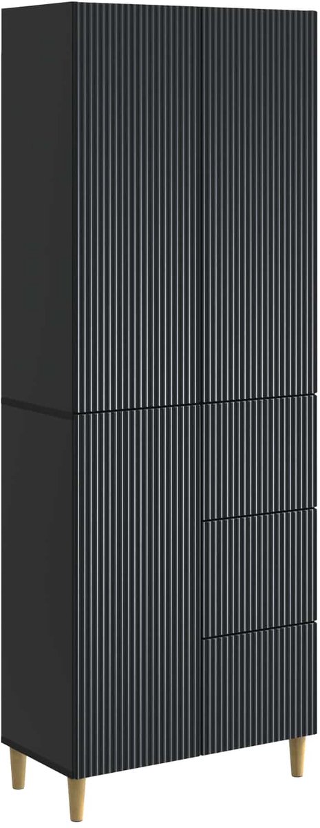 vidaXL Kast - Set - 2 - st - Zwart - Bewerkt - hout