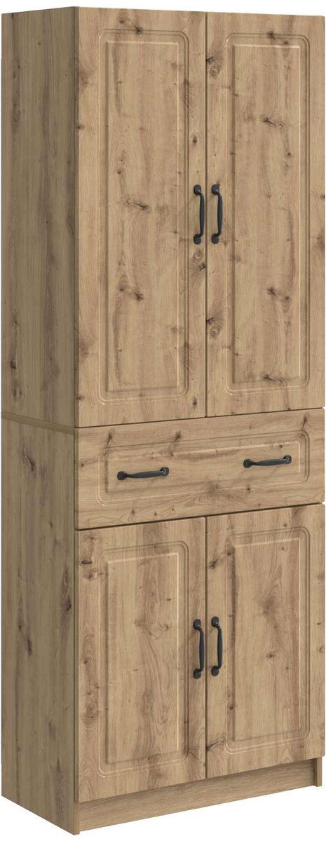 vidaXL Kast - Set - 2 - st - Bewerkt - hout artisanaal eikenkleurig