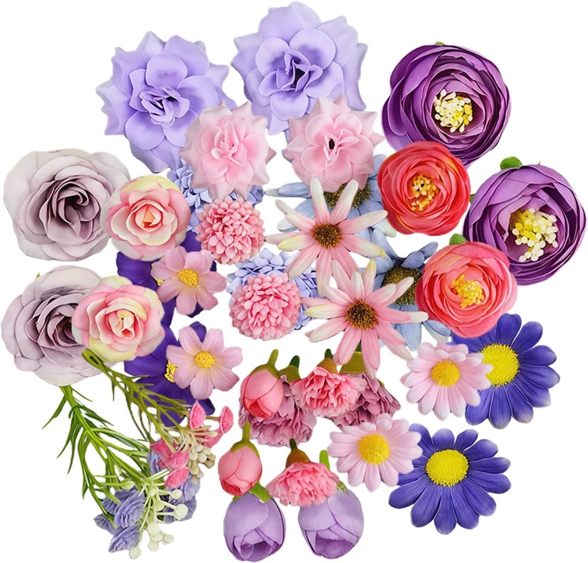 Kunstbloemen Hoofden voor Ambachten, Mini Decoratieve Bloemen voor Bruiloften, DIY Scrapbooking en Creatieve Projecten met 2 Kleurenopties