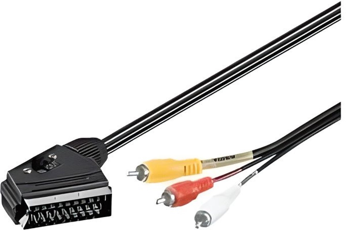 SCART naar 3xRCA audio/video adapterkabel, 2 meter