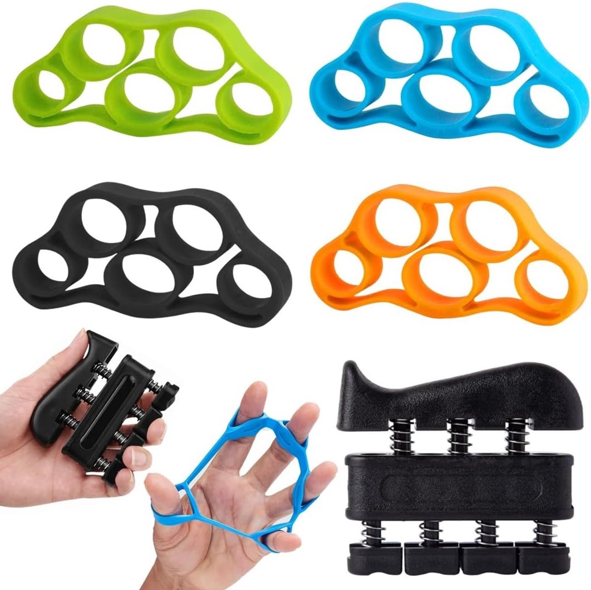 Set van 5 Vingertrainers voor Verbeterde Grip, Ondersteuning van de Onderarm en Gerichte Krachttraining, Ontspanning en Herstel
