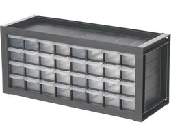 IRIS Werkplaats Organizer 32 Lades – DPC‑32 Onderdelenkast – Maximale Organisatie – Kunststof - Grijs/Zwart
