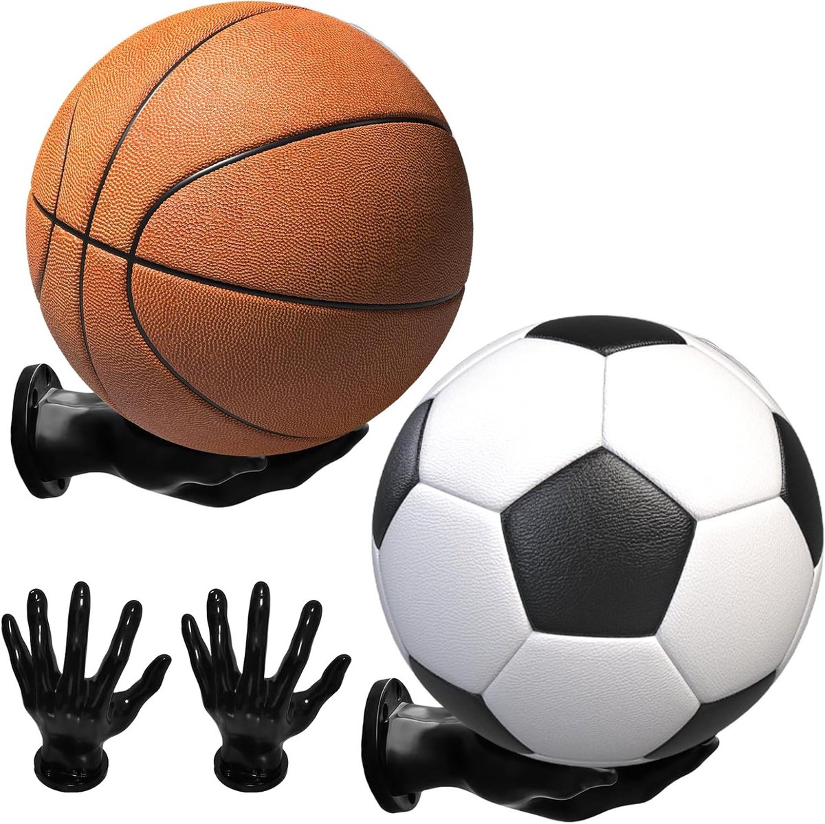 Set van 2 palmvormige wandmontages voor basketbal, creatieve wanddecoratie voor sportliefhebbers en interieurstyling