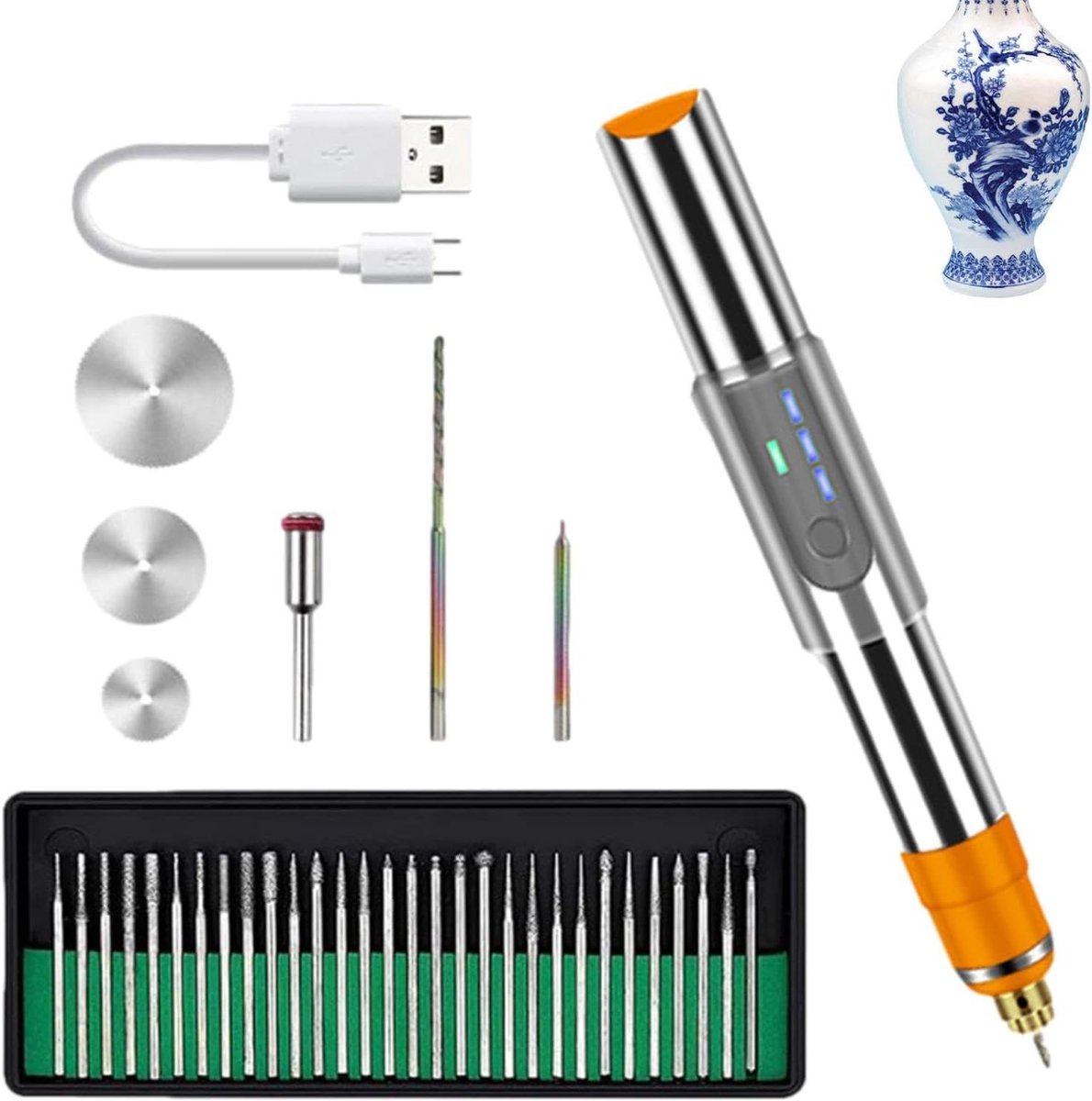 Graveerpen Kit - Handgraveer Tool - Persoonlijk Ontwerp - Robuuste Constructie - 12.4 cm Lengte - Metaal