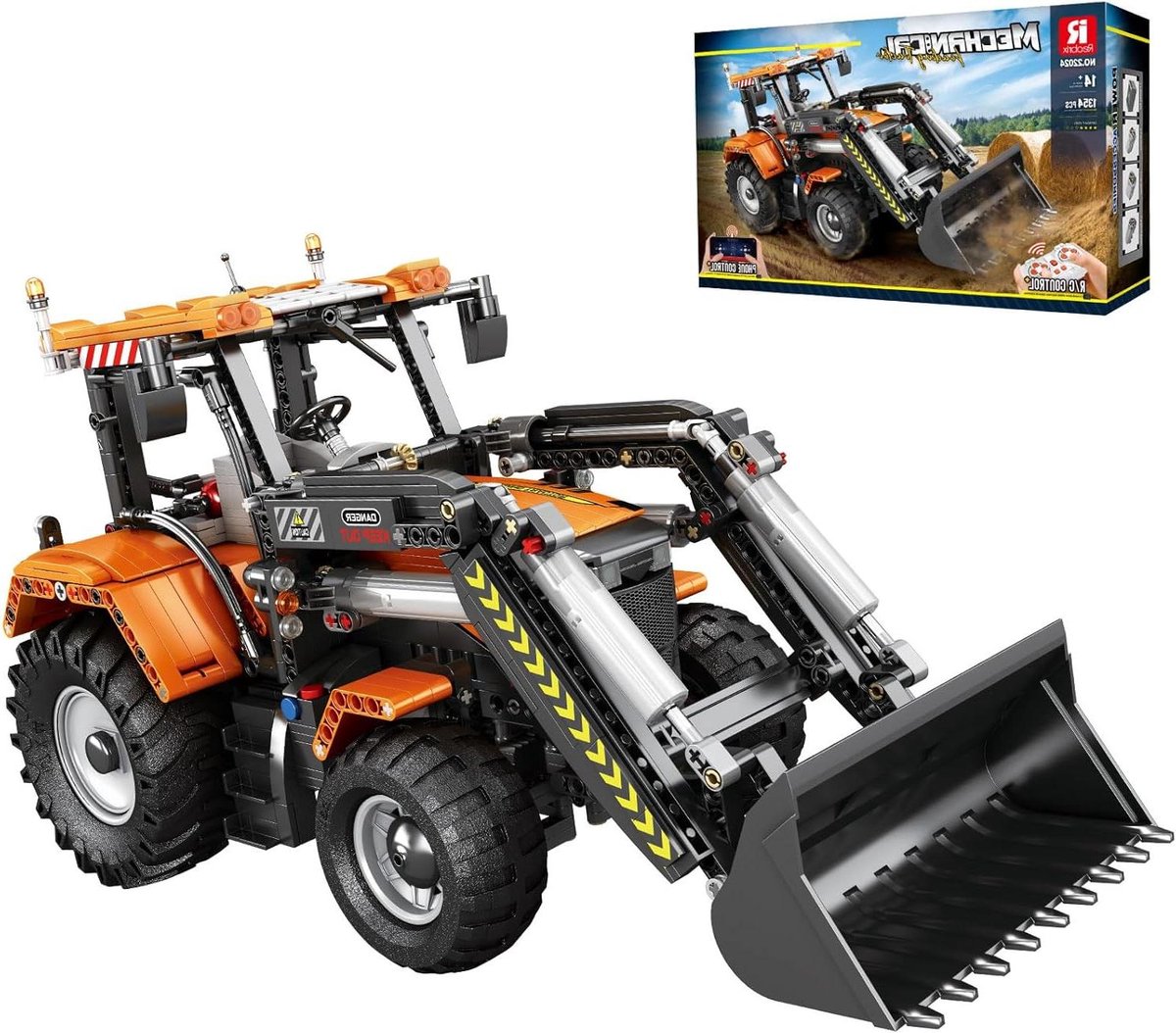 Bouwstenen Tractor - Laadmachine Set - Creatief Bouwen - Automatische Functie - 28.9 cm Lengte - Geel