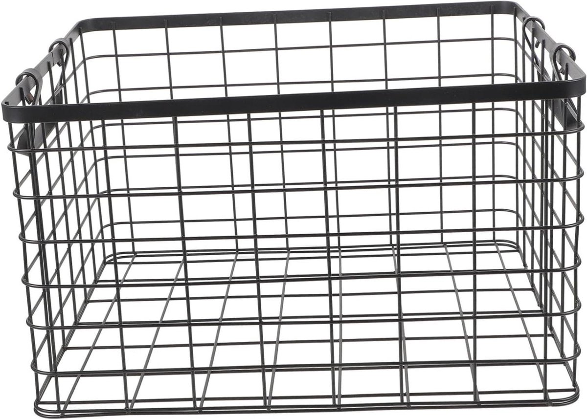 Hout Opslagmand - Haardhout Houder - Binnen en Buiten - Stabiel IJzeren Frame - 34x28x20cm - Zwart