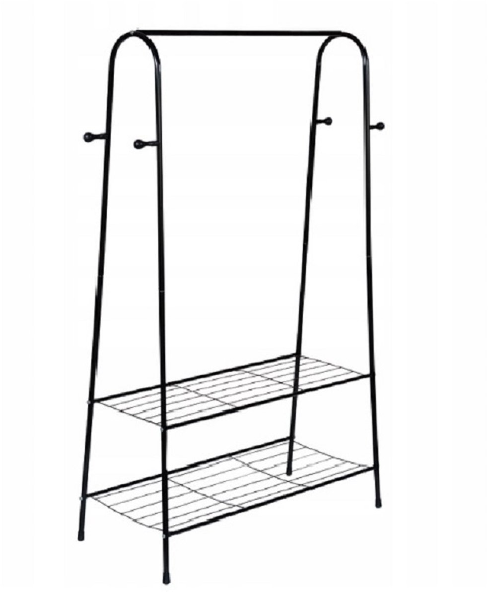 Kledingrek Staand met Planken en Haken - 150 cm Zwart
