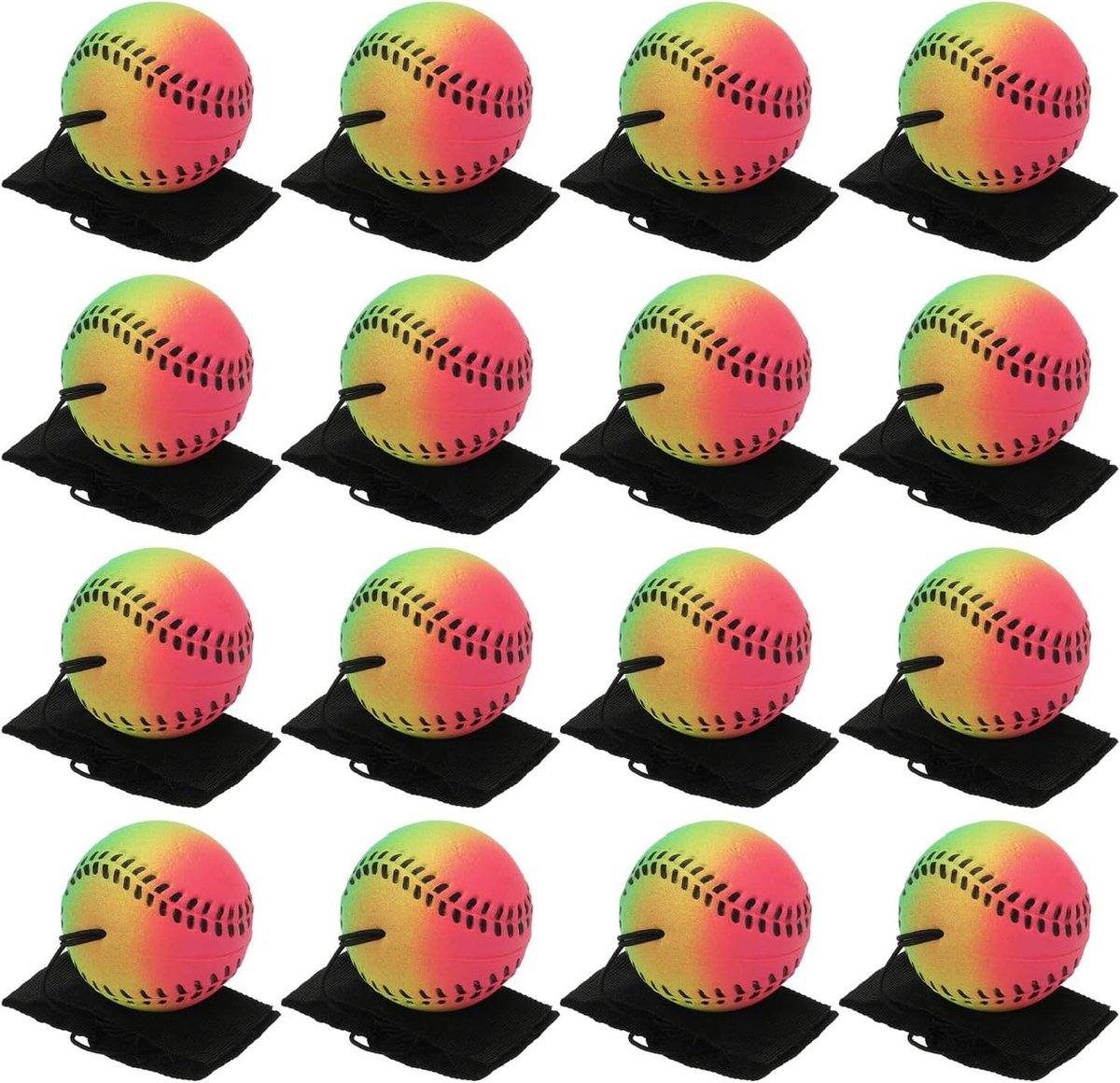 Pols Bal - Terugslag Bal - Sport en Spel - Zacht Rubber Materiaal - 16 Stuks - Gemengde Kleuren