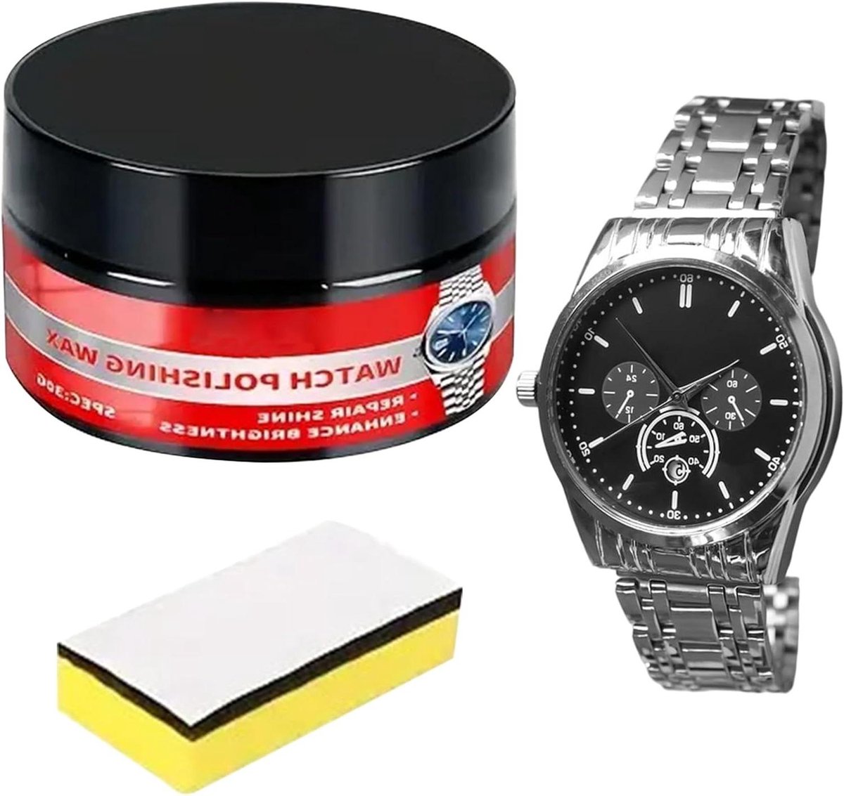Polijstset voor horloges - Reparatieset sieraden - Krasreparatie metalen - Herstelt glans oppervlakken - 3.3 x 4.8 cm - Niet gespecificeerd
