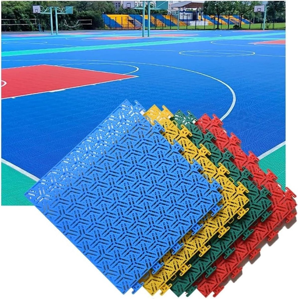Modulaire Vloertegels - Sportvloer Mat - Sportveld Aanleggen - Snel Montage Systeem - 30x30 cm - Blauw