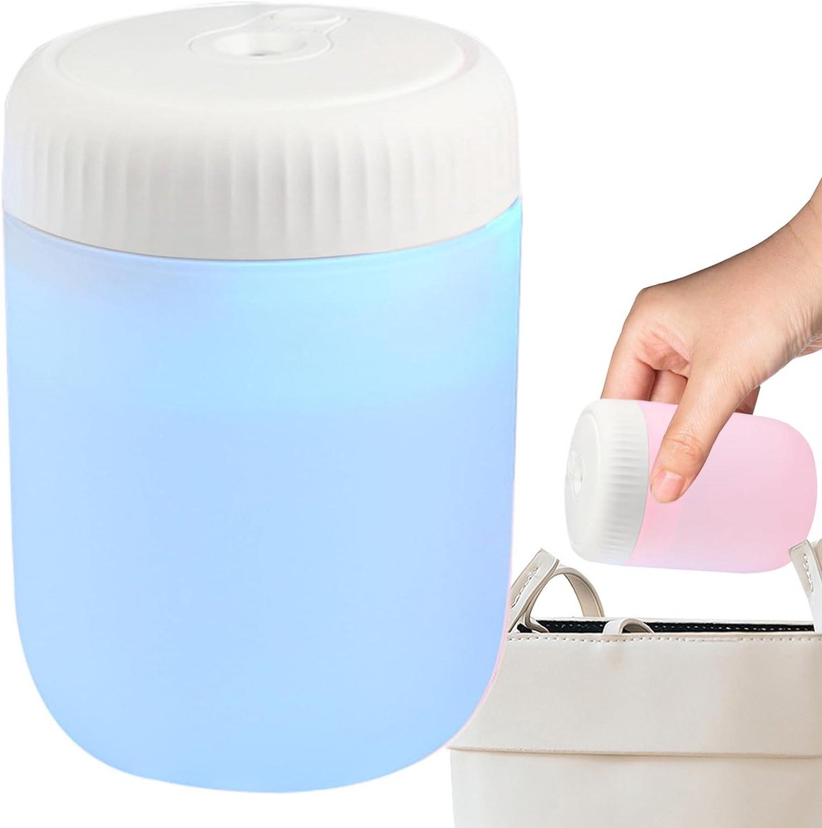 Luchtbevochtiger Nachtlamp - Mini Vernevelaar - Verbeter Luchtkwaliteit - Dubbele Functie - 11x7x11 cm - Wit