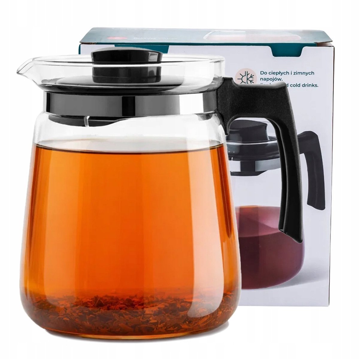 Altom Design Glazen Kan 2L - Zwart & Transparant, voor Warm & Koud