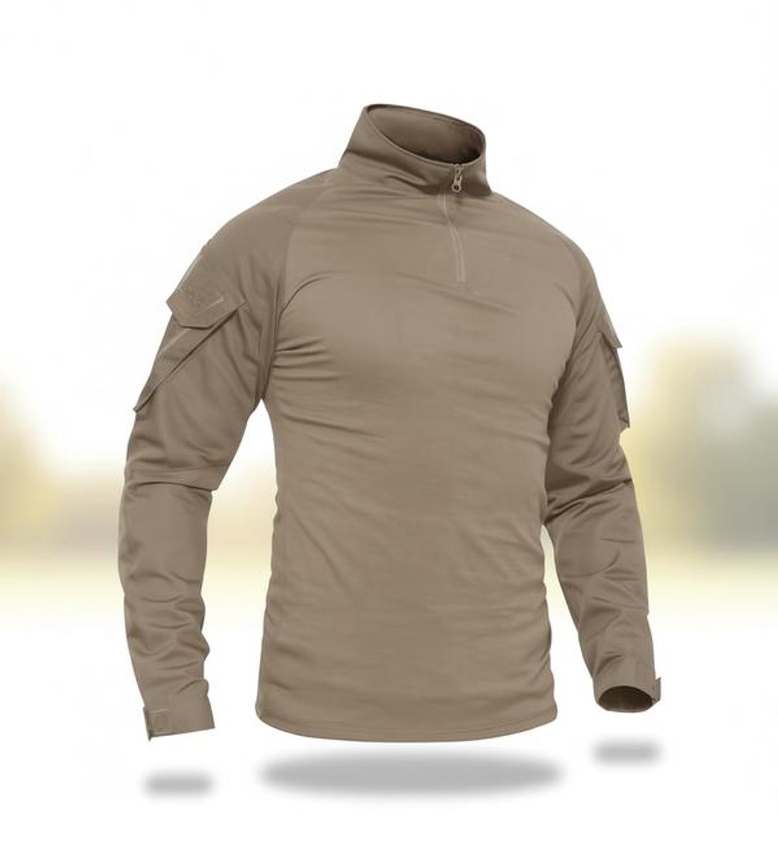 Maison Elara Heren Combat Shirt Lange Mouwen – Outdoor Militaire Stijl Creme
