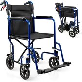 Mobiclinic Napoli - Rolstoel opvouwbaare - Zitbreedte: 41 cm - Travel rolstoel - Staal - Lichtgewicht - Afneembare voetsteunen - Remsysteem - Veiligheidsgordel - Gewatteerde armleuningen - Blauw