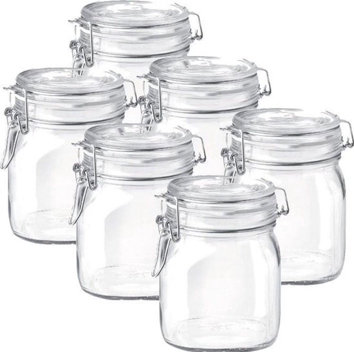 Weckpot - Voorraadpot - Transparant - Vierkant - 750 ml - 6 stuks
