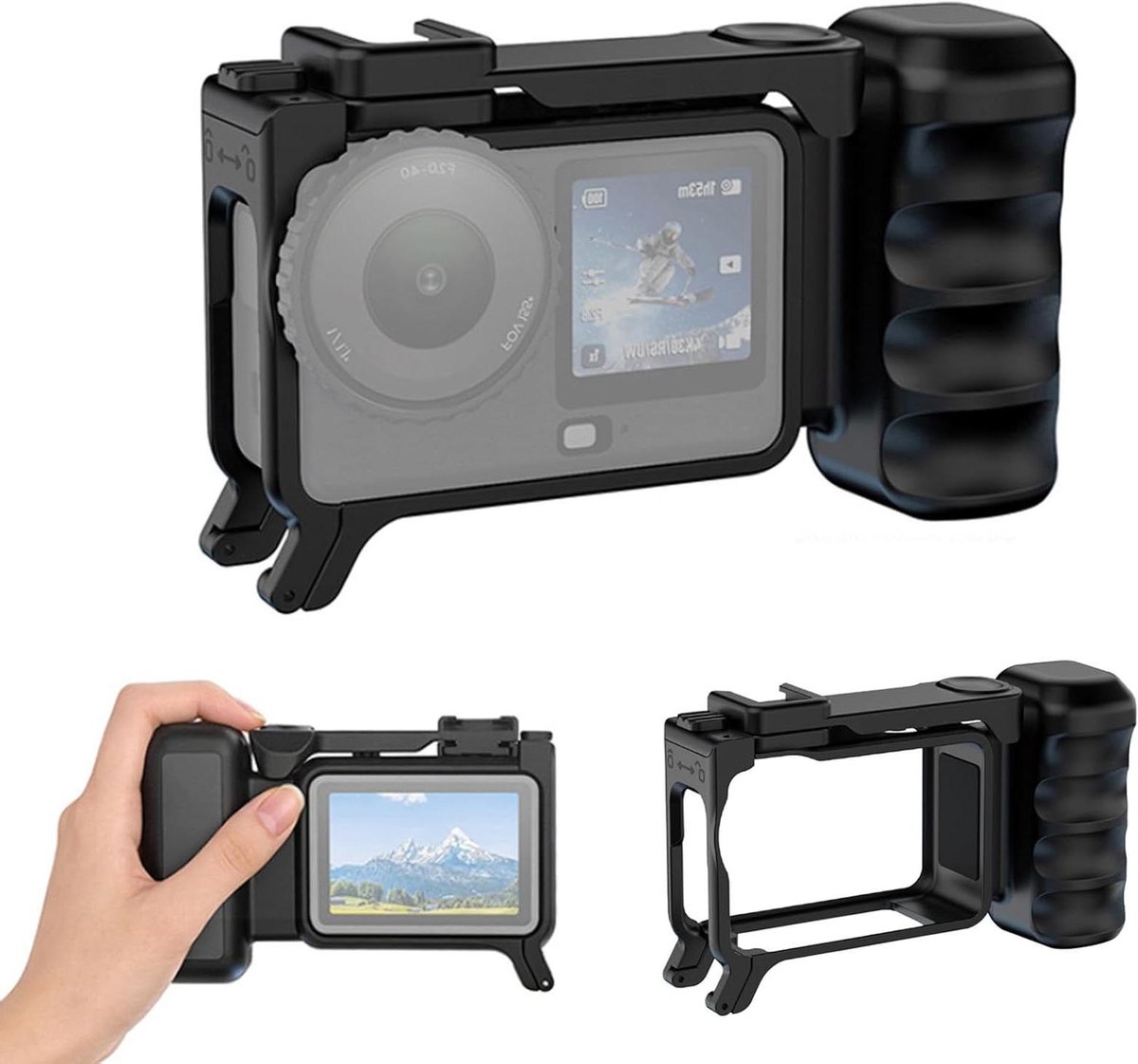 Camera Handvat Kit - Actie Camera Grip - Straatfotografie Stabiliteit - Ergonomisch Ontwerp - Compact Formaat - Zwart