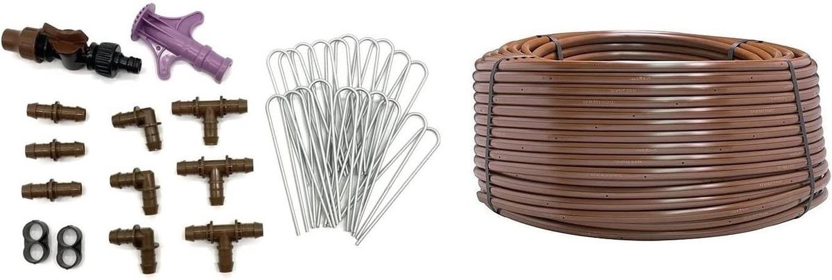 Druppelbuis Starterset - Irrigatieslang - Planten Water Geven - Waterbesparend Systeem - 100 Meter - Zwart