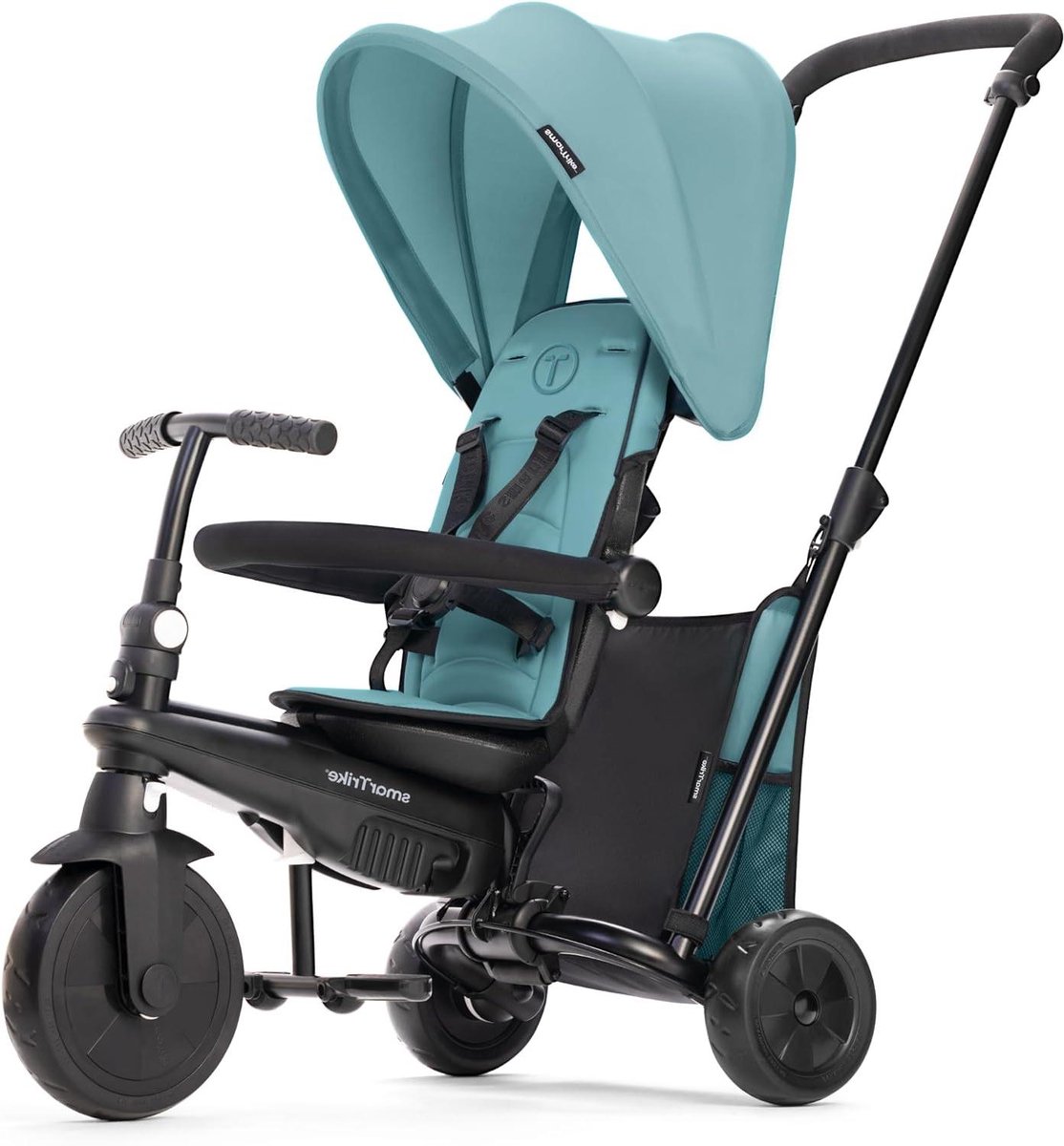 Kinderdriewieler - Buggy driewieler - Buiten spelen - Groeit mee met kind - 102 x 48 x 96 cm - Turquoise