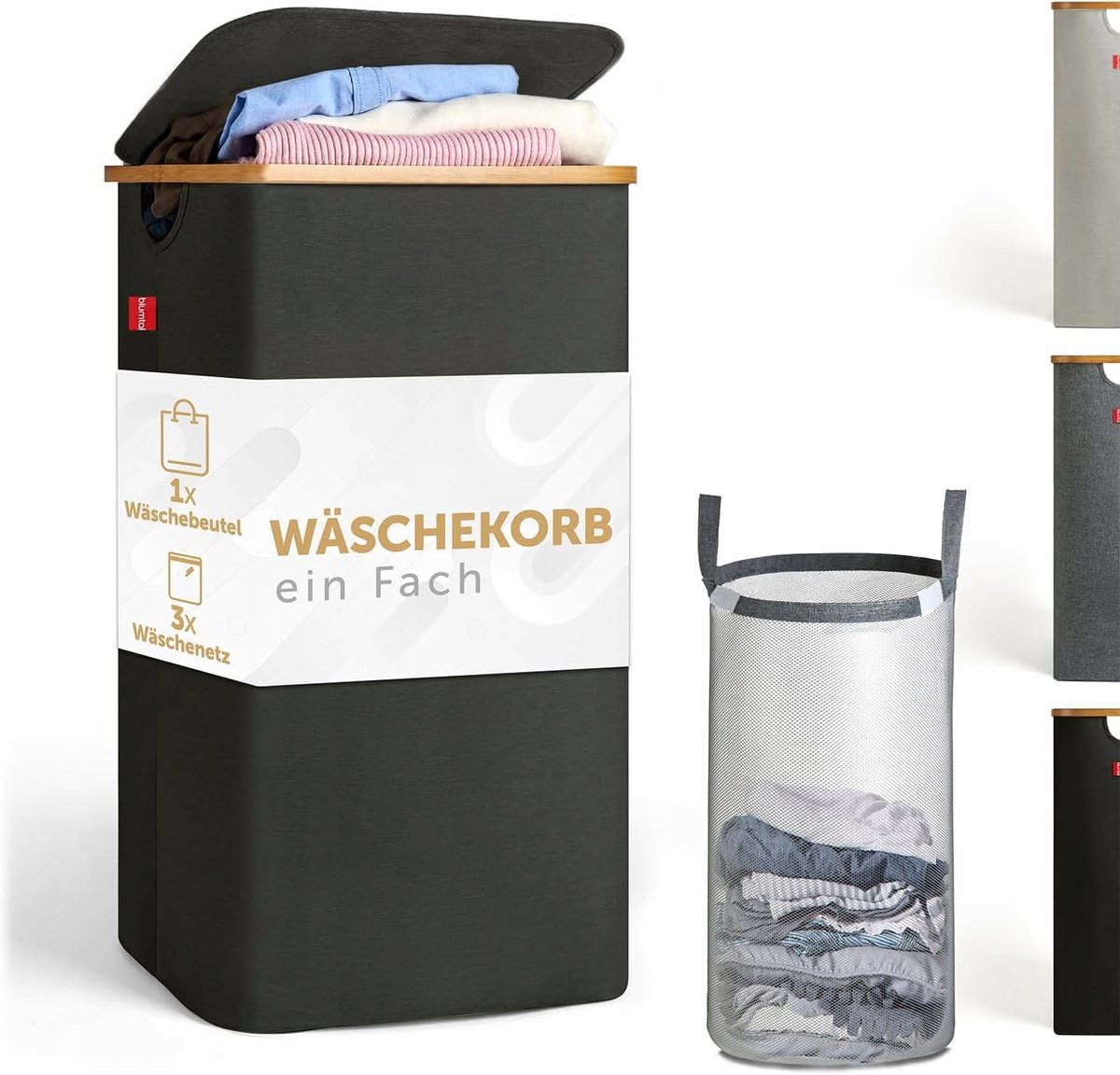 Stijlvolle Bamboe Wasmand 100L met Afneembare Zakken