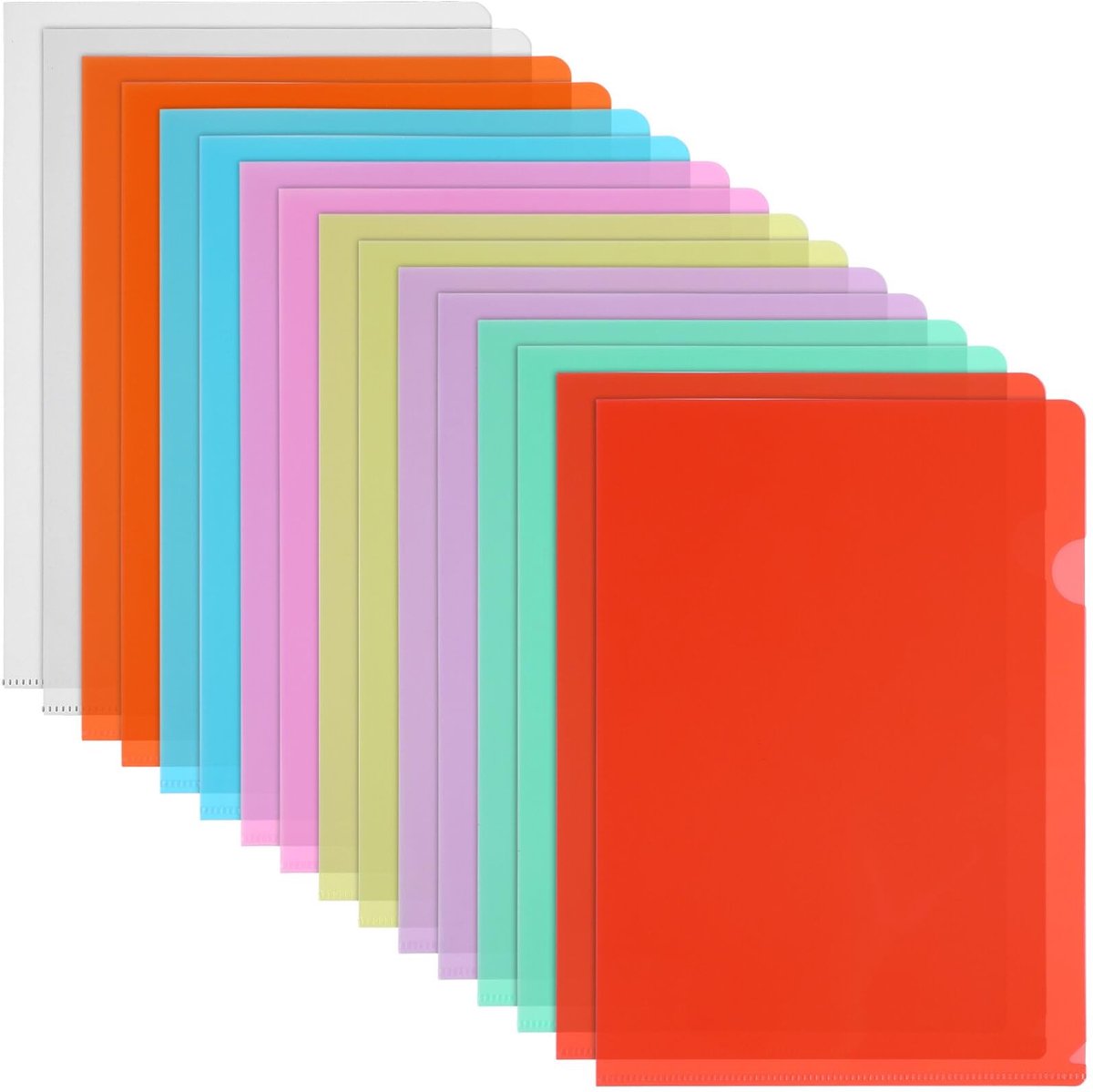 BRENZOOS- Documentenmappen A4 - 16 Stuks - Kunststof Hoezen - Transparant/Kleurrijk - Organiseren - Beschermd Papierwerk - Documentenhoezen