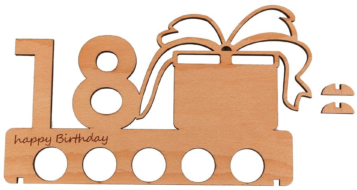 BRENZOOS - Houten Geld Cadeau voor 18e Verjaardag en Jubileum
