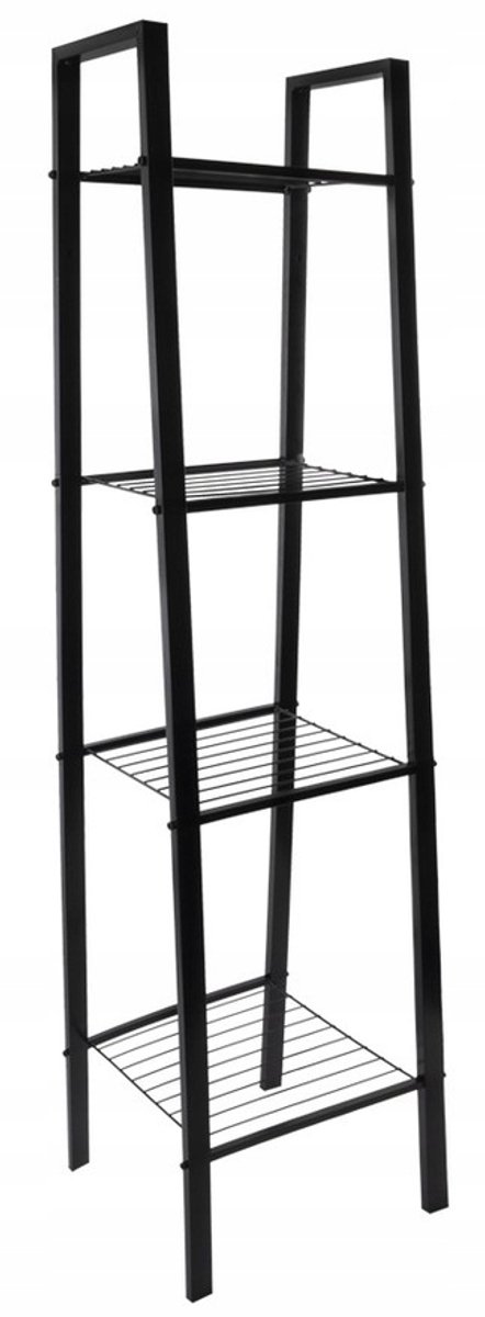 Zwart metalen wandrek - 4 niveaus - 148 cm hoog