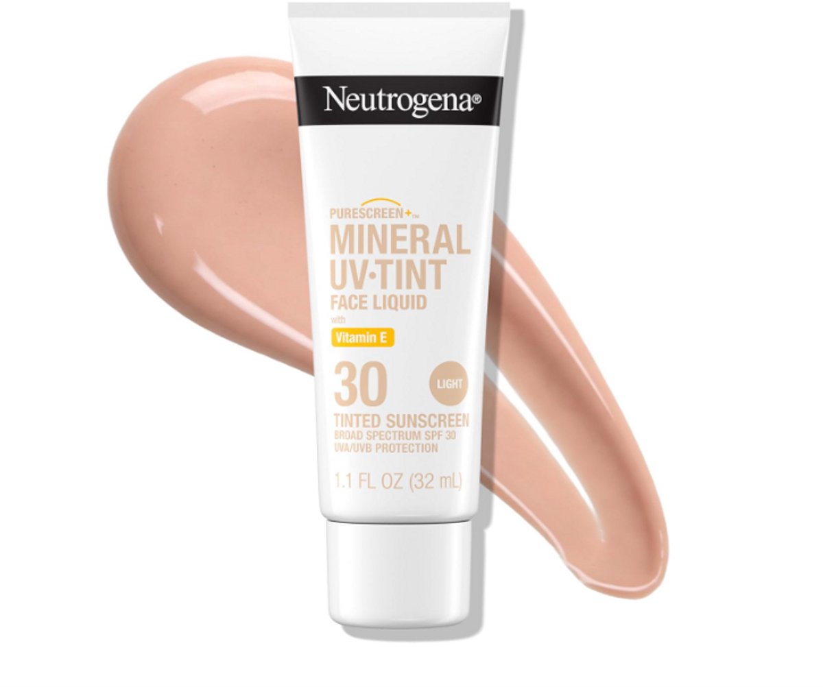 Neutrogena – Purescreen + Tinted Sunscreen Mineral Sunscreen – Zonnebrand met Zinkoxide & Vitamine E – Parfumvrij SPF 30 – Light