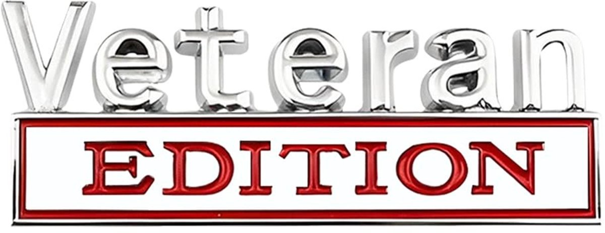 JHUBERS- Embleem Veteran Edition - 3D Autosticker - Metaal - Zelfklevend - Waterdicht - Afmetingen 8,5 x 3 cm - Corrosiebestendig