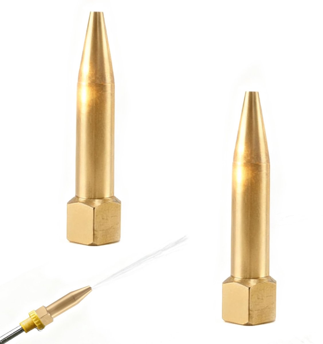 Dailygoods- Hogedrukmondstuk Goud - 2 Stuks - M14 Schroefdraad - Lang Bereik 5-15 Meter - Koper - Corrosiebestendig - Sproeikop