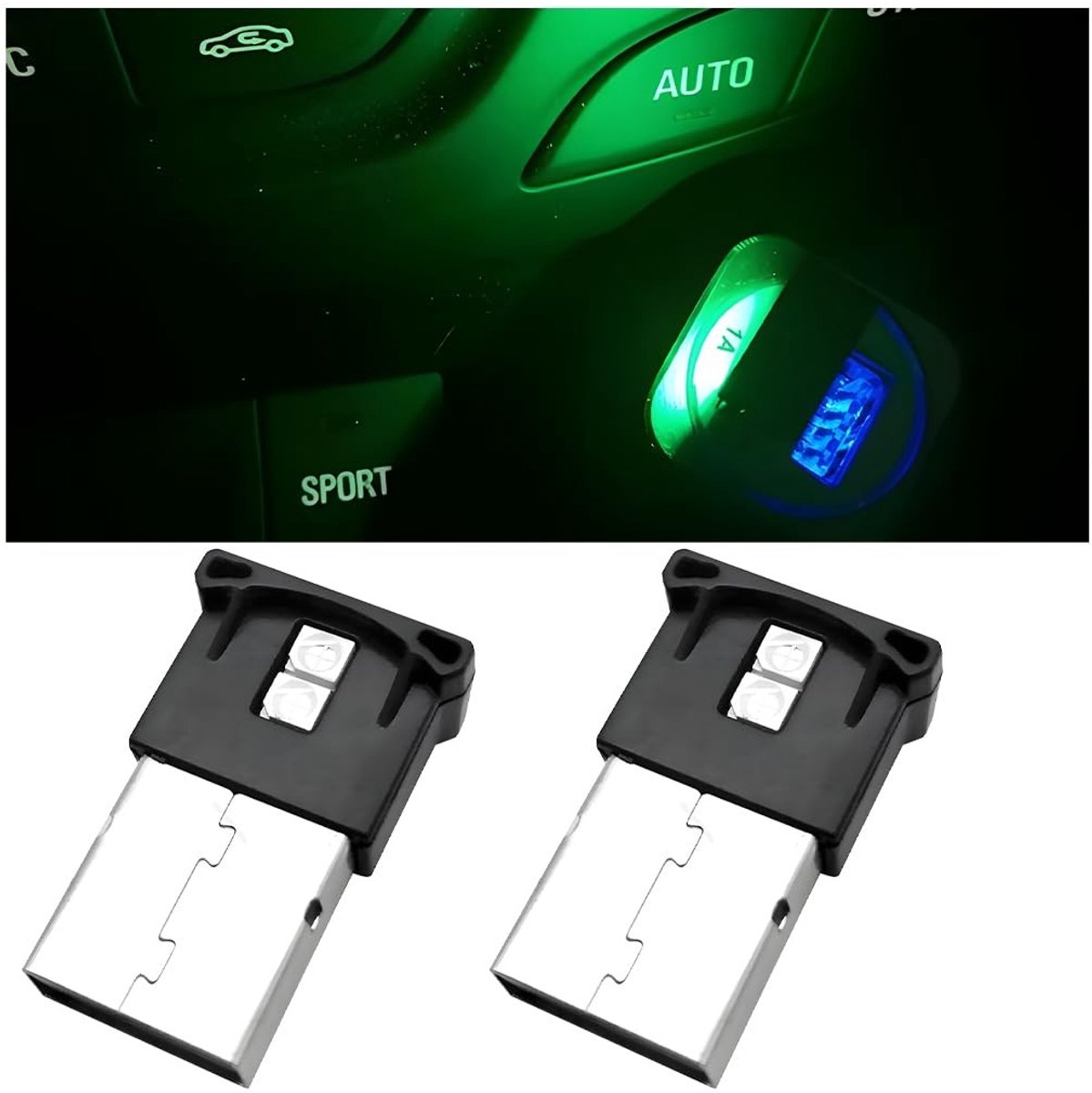 Dailygoods- Omgevingsverlichting USB - 8 Kleuren - LED Sfeerlamp - Nachtverlichting - Interieurverlichting - Compact - Kunststof/Roestvrij staal