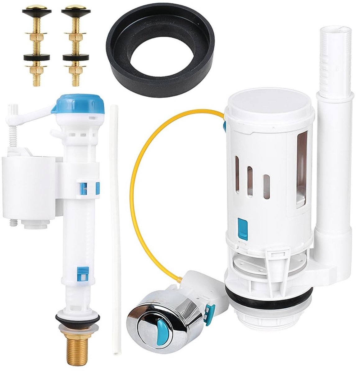 Dailygoods- Toiletreservoirvervangingsset - Waterbesparend mechanisme - Hoogte verstelbaar 20-34 cm - Dubbele spoelklep - Anti-vortex inlaattechnologie - Laboratoriumgetest voor 500.000 spoelcycli - Toiletmechanisme
