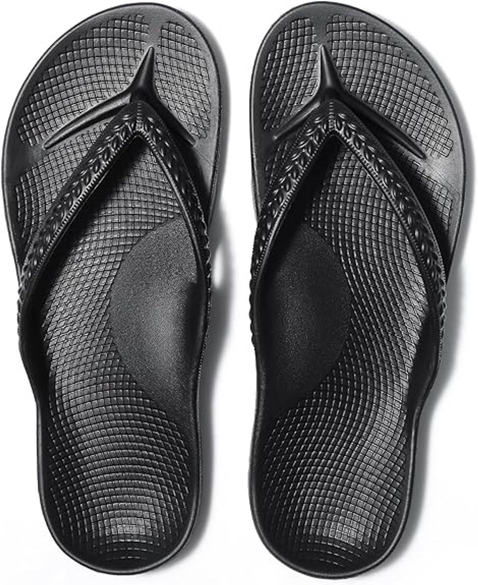 Dames Boogsupport Flip-Flops - Orthopedische Teenslippers voor Plantaire Fasciitis - Comfortabele Zomer Strand Badpantoffels - Zwart - Maat 42/43 - 1 paar