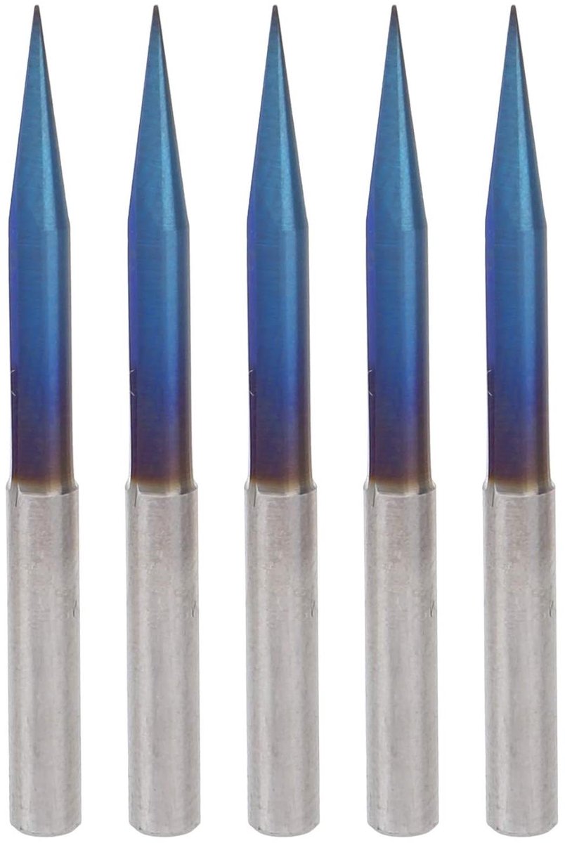 Graveerset V-vorm - Freesbits - Hout graveren - Ultrafijne punt - 5 delig - Zilver blauw