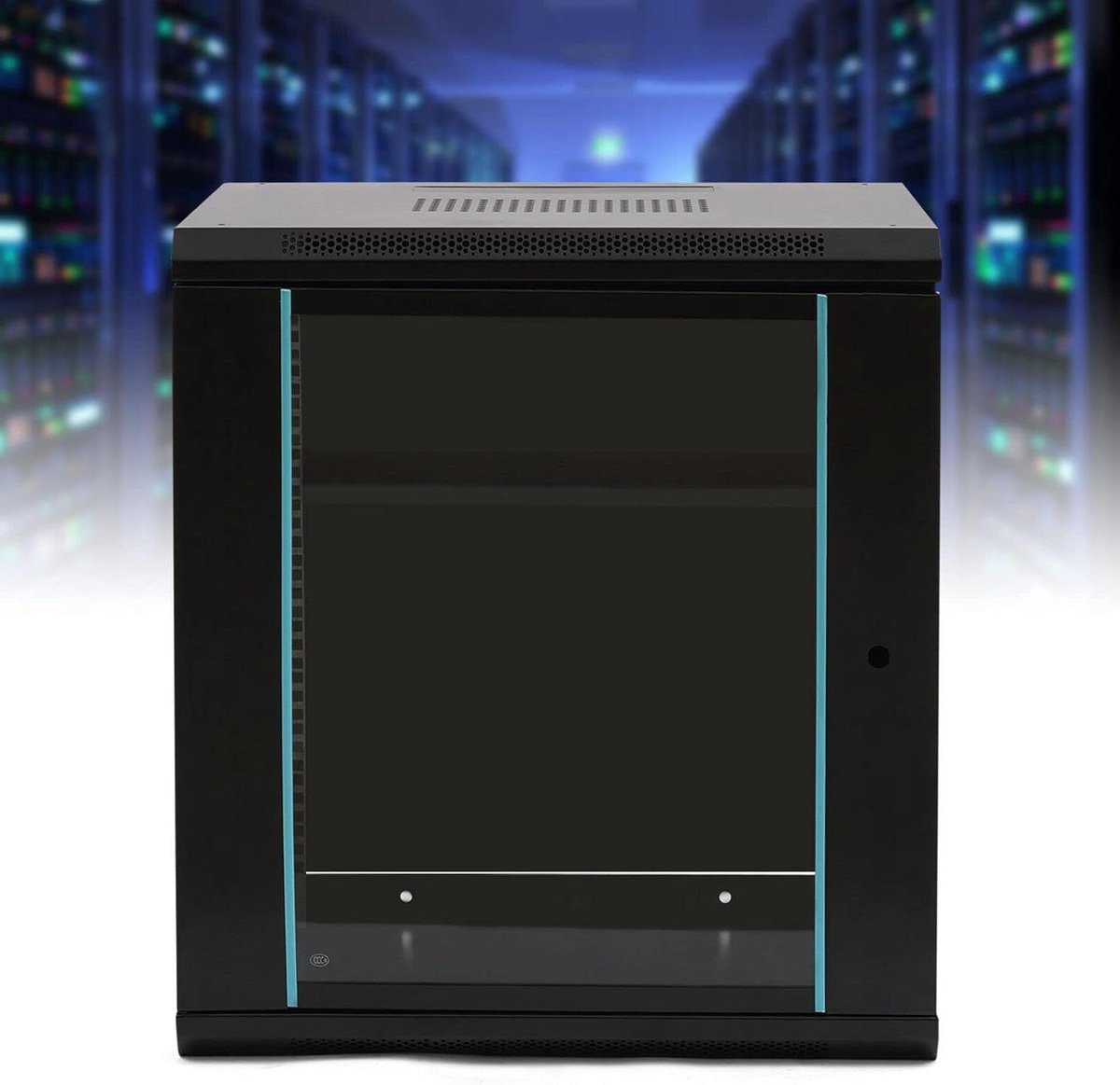 Serverkast - Netwerkkast Opslag - Apparatuur Organiseren - Afneembare Zijdeuren - 65 cm Hoog - Zwart